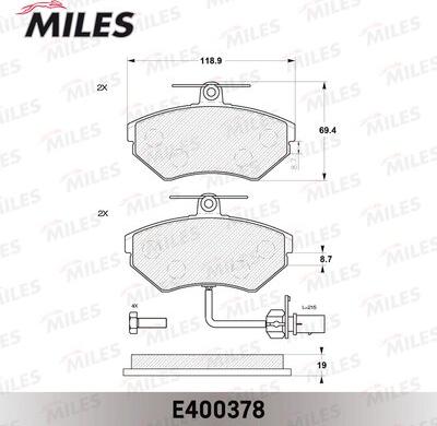 Miles E400378 - Kit pastiglie freno, Freno a disco autozon.pro