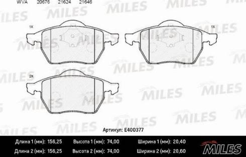 Miles E400377 - Kit pastiglie freno, Freno a disco autozon.pro