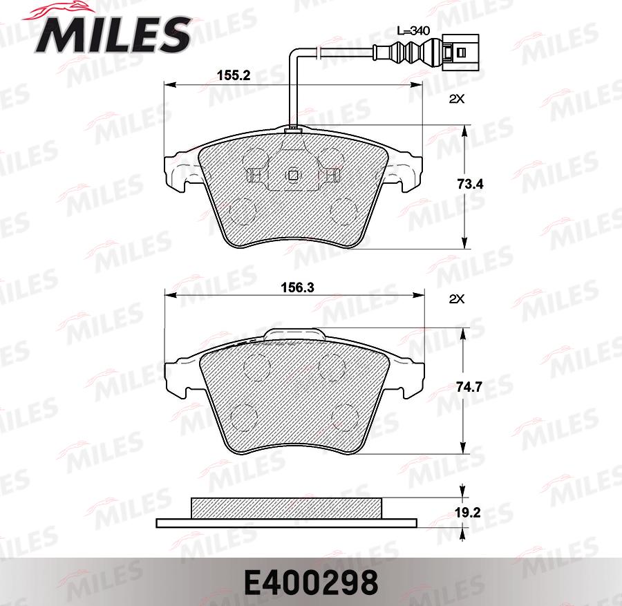 Miles E400298 - Kit pastiglie freno, Freno a disco autozon.pro