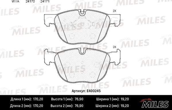 Miles E400245 - Kit pastiglie freno, Freno a disco autozon.pro