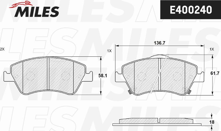 Miles E400240 - Kit pastiglie freno, Freno a disco autozon.pro