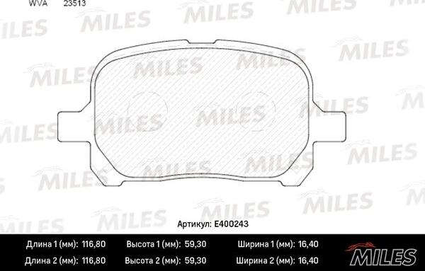 Miles E400243 - Kit pastiglie freno, Freno a disco autozon.pro