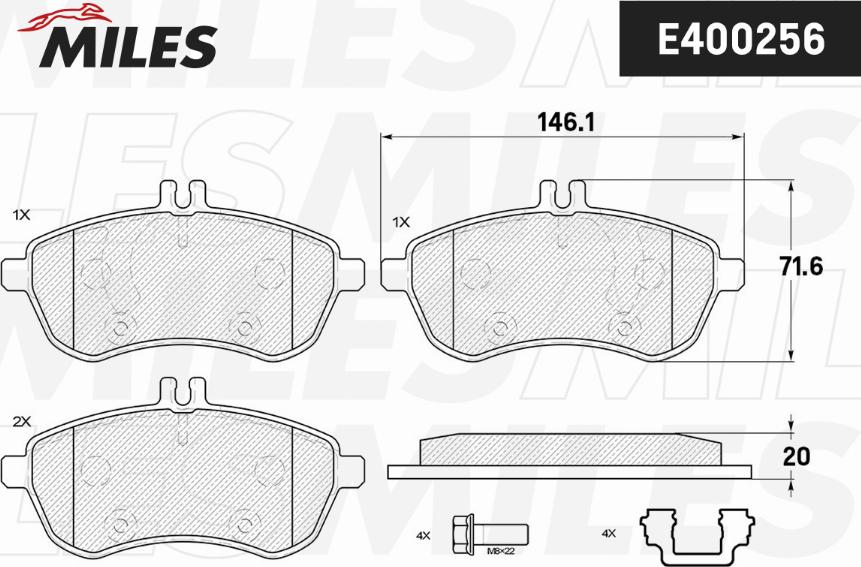 Miles E400256 - Kit pastiglie freno, Freno a disco autozon.pro