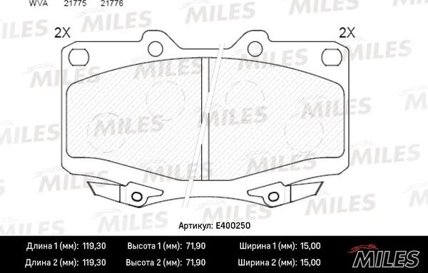 Miles E400250 - Kit pastiglie freno, Freno a disco autozon.pro