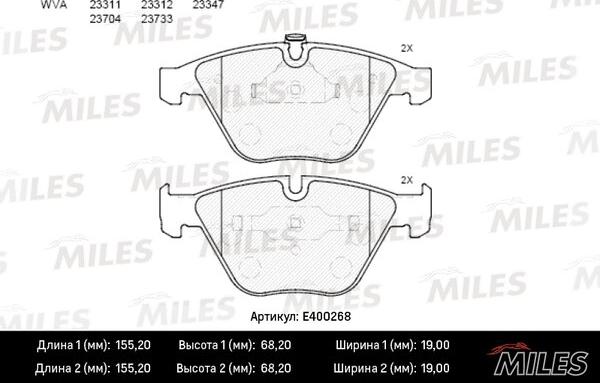 Miles E400268 - Kit pastiglie freno, Freno a disco autozon.pro