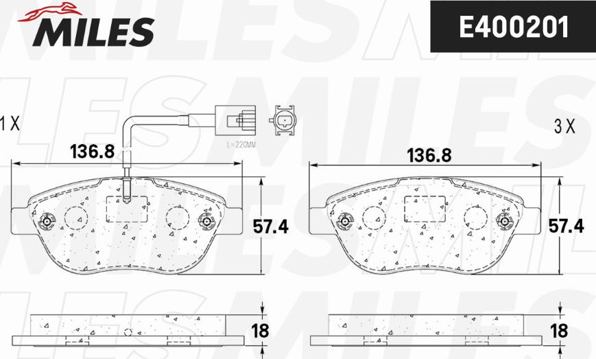 Miles E400201 - Kit pastiglie freno, Freno a disco autozon.pro