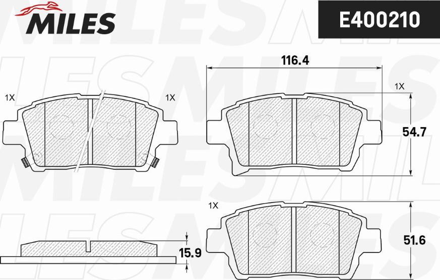 Miles E400210 - Kit pastiglie freno, Freno a disco autozon.pro