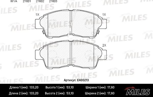 Miles E400213 - Kit pastiglie freno, Freno a disco autozon.pro