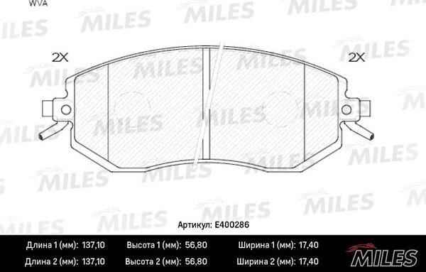 Miles E400286 - Kit pastiglie freno, Freno a disco autozon.pro