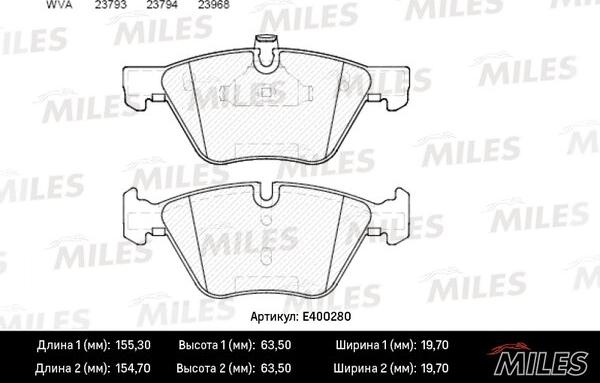 Miles E400280 - Kit pastiglie freno, Freno a disco autozon.pro