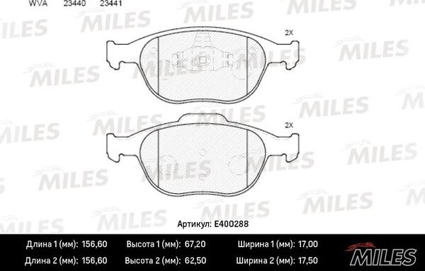 Miles E400288 - Kit pastiglie freno, Freno a disco autozon.pro