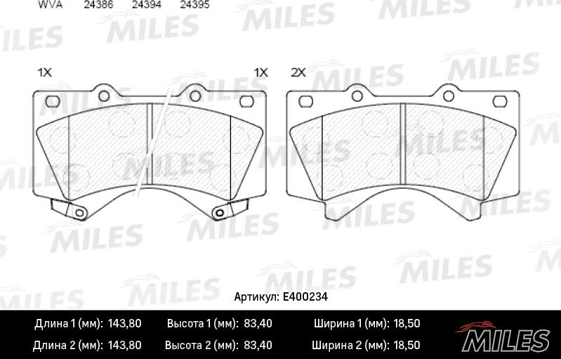 Miles E400234 - Kit pastiglie freno, Freno a disco autozon.pro