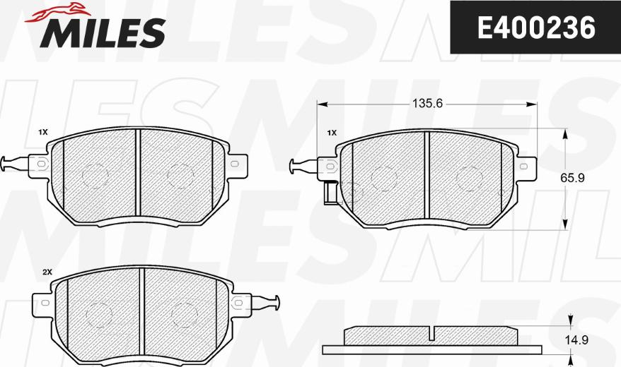 Miles E400236 - Kit pastiglie freno, Freno a disco autozon.pro