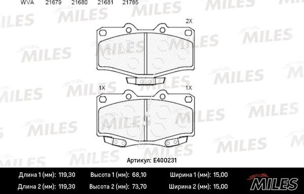 Miles E400231 - Kit pastiglie freno, Freno a disco autozon.pro