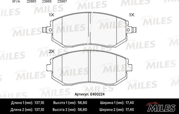 Miles E400224 - Kit pastiglie freno, Freno a disco autozon.pro