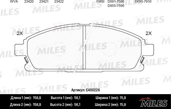 Miles E400226 - Kit pastiglie freno, Freno a disco autozon.pro