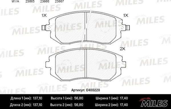 Miles E400220 - Kit pastiglie freno, Freno a disco autozon.pro