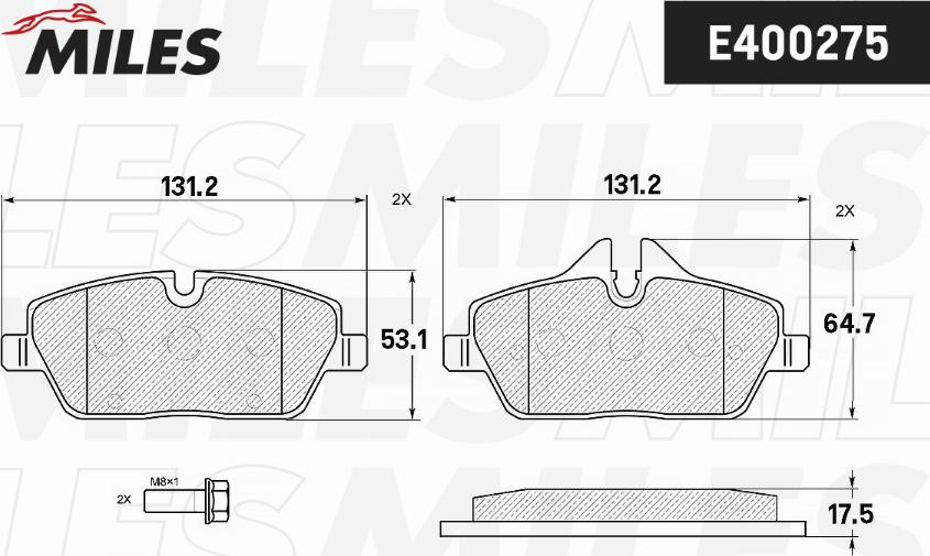 Miles E400275 - Kit pastiglie freno, Freno a disco autozon.pro