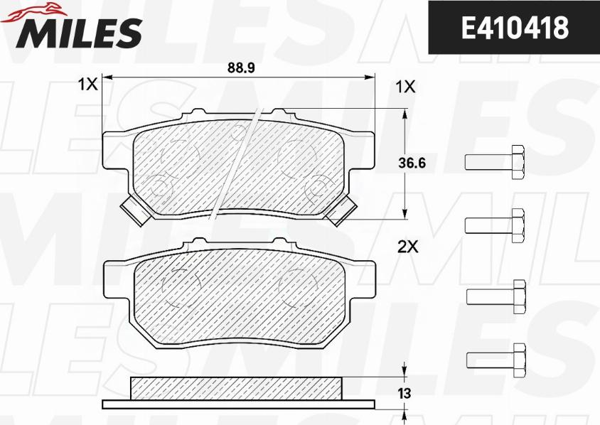 Miles E410418 - Kit pastiglie freno, Freno a disco autozon.pro