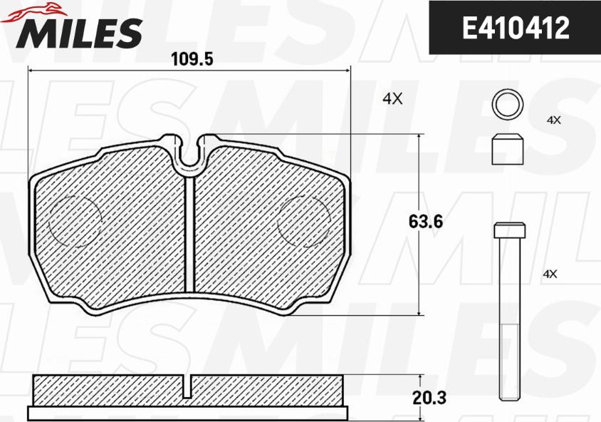 Miles E410412 - Kit pastiglie freno, Freno a disco autozon.pro