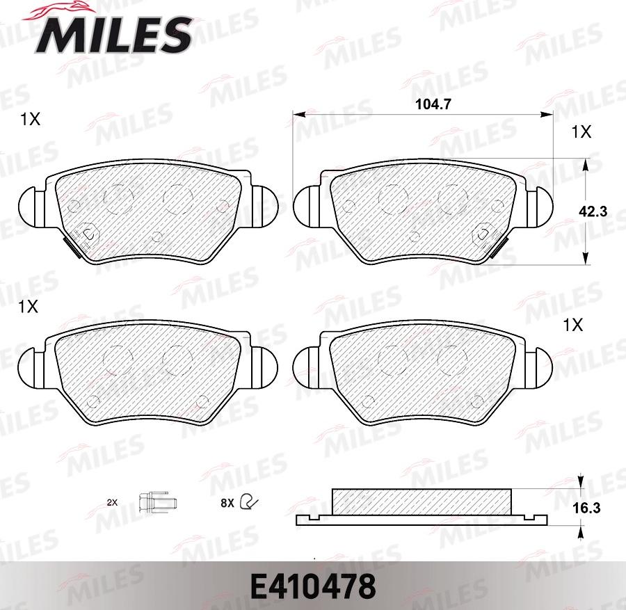 Miles E410478 - Kit pastiglie freno, Freno a disco autozon.pro