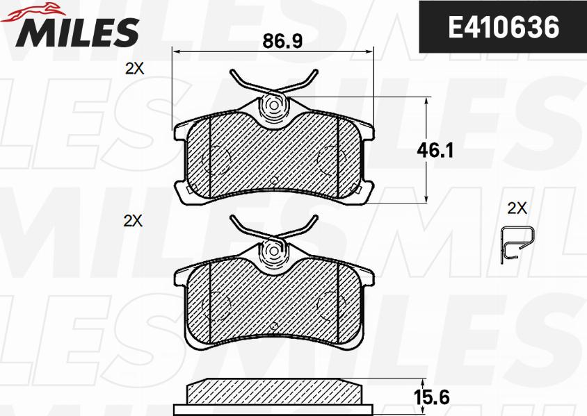 Miles E410636 - Kit pastiglie freno, Freno a disco autozon.pro