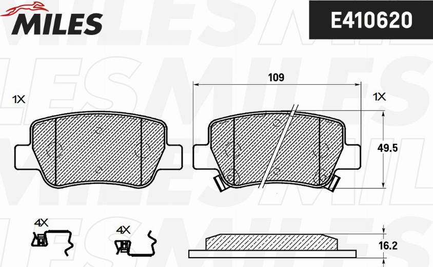 Miles E410620 - Kit pastiglie freno, Freno a disco autozon.pro