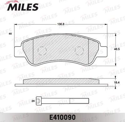 Miles E410090 - Kit pastiglie freno, Freno a disco autozon.pro