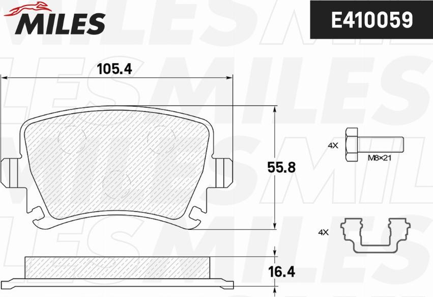 Miles E410059 - Kit pastiglie freno, Freno a disco autozon.pro