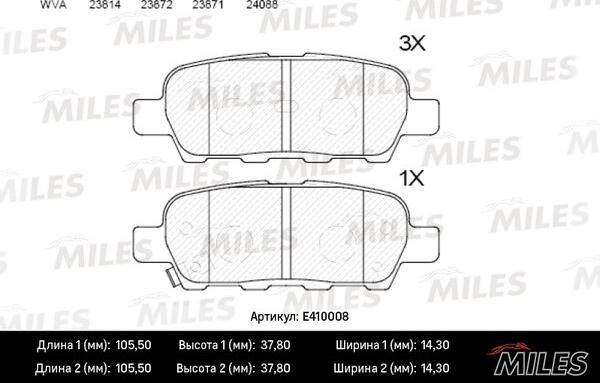 Miles E410008 - Kit pastiglie freno, Freno a disco autozon.pro