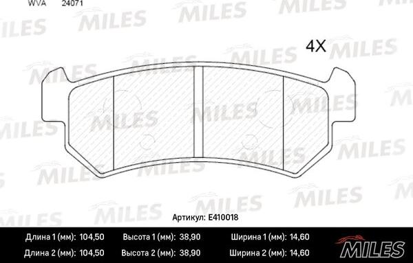 Miles E410018 - Kit pastiglie freno, Freno a disco autozon.pro