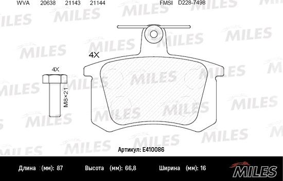 Miles E410086 - Kit pastiglie freno, Freno a disco autozon.pro