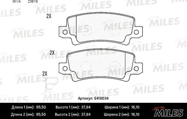 Miles E410034 - Kit pastiglie freno, Freno a disco autozon.pro