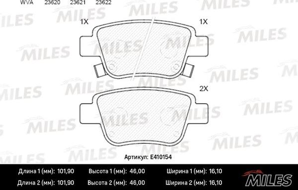 Miles E410154 - Kit pastiglie freno, Freno a disco autozon.pro