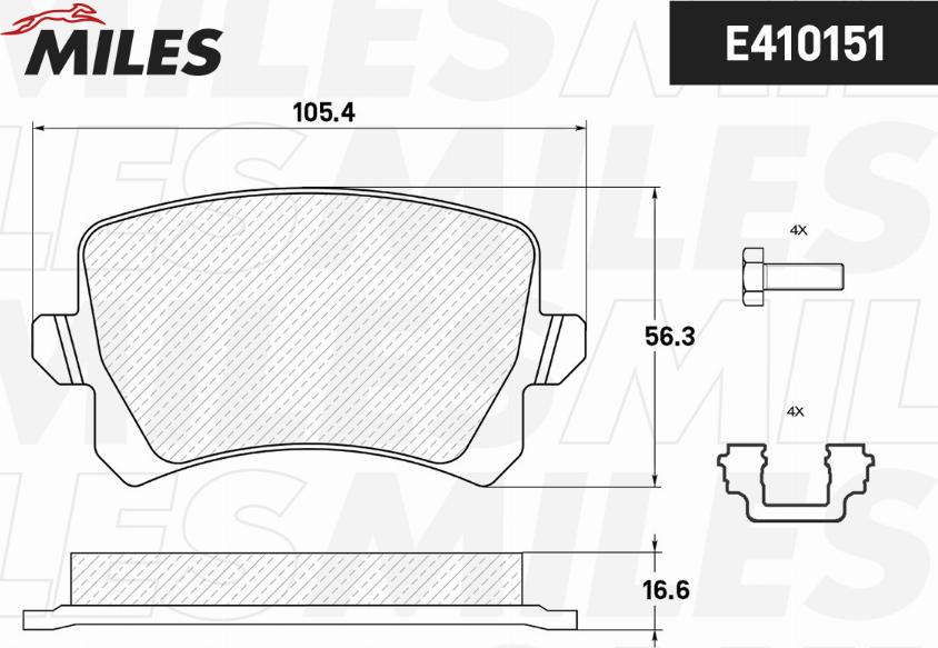 Miles E410151 - Kit pastiglie freno, Freno a disco autozon.pro