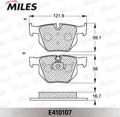 Miles E410107 - Kit pastiglie freno, Freno a disco autozon.pro