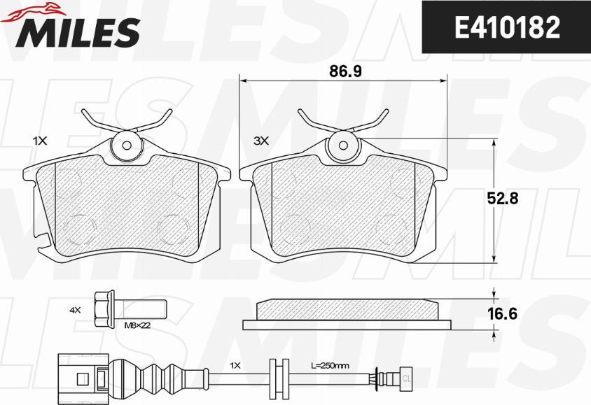 Miles E410182 - Kit pastiglie freno, Freno a disco autozon.pro