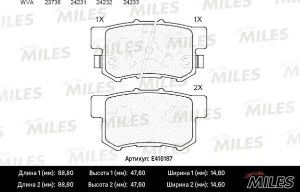 Miles E410187 - Kit pastiglie freno, Freno a disco autozon.pro