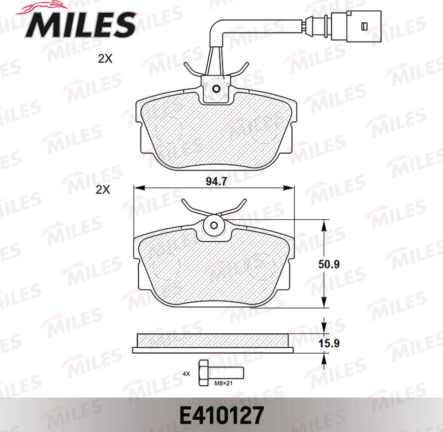 Miles E410127 - Kit pastiglie freno, Freno a disco autozon.pro