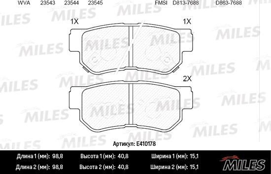 Miles E410178 - Kit pastiglie freno, Freno a disco autozon.pro