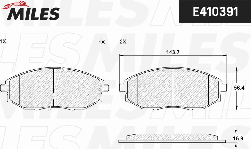 Miles E410391 - Kit pastiglie freno, Freno a disco autozon.pro