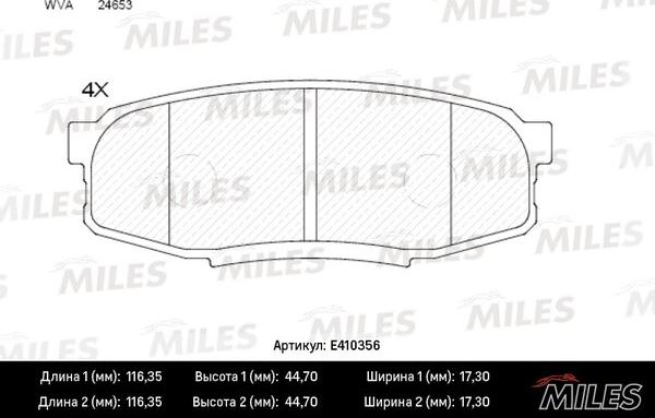 Miles E410356 - Kit pastiglie freno, Freno a disco autozon.pro