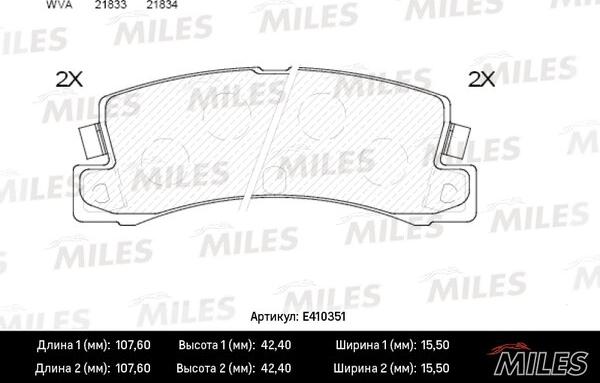 Miles E410351 - Kit pastiglie freno, Freno a disco autozon.pro