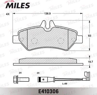 Miles E410306 - Kit pastiglie freno, Freno a disco autozon.pro