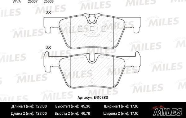 Miles E410383 - Kit pastiglie freno, Freno a disco autozon.pro