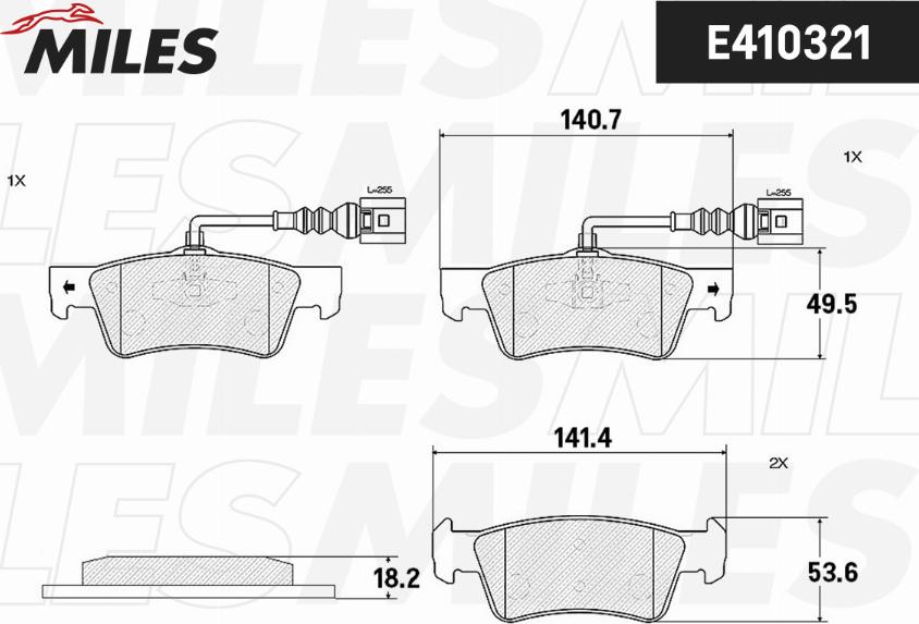 Miles E410321 - Kit pastiglie freno, Freno a disco autozon.pro