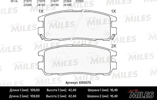 Miles E410375 - Kit pastiglie freno, Freno a disco autozon.pro