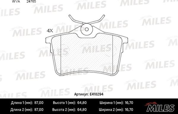 Miles E410294 - Kit pastiglie freno, Freno a disco autozon.pro