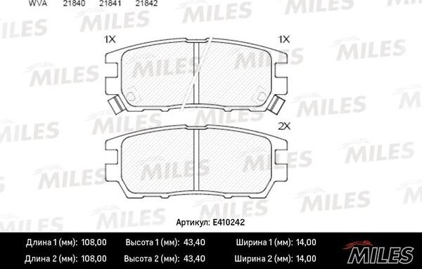 Miles E410242 - Kit pastiglie freno, Freno a disco autozon.pro