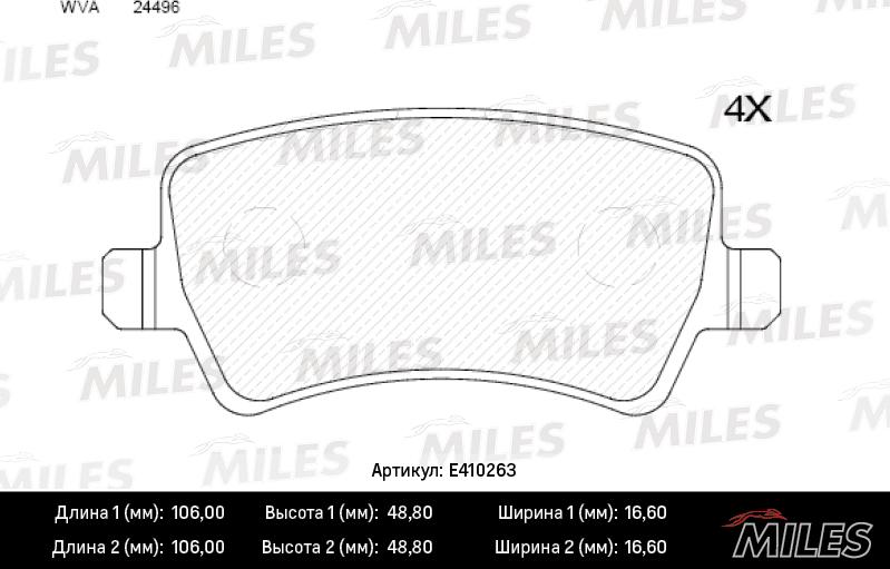 Miles E410263 - Kit pastiglie freno, Freno a disco autozon.pro